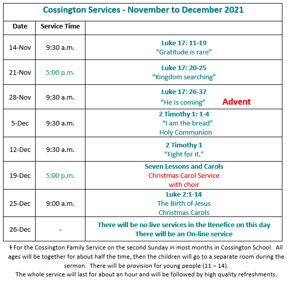 Cossington Nov-Dec 2021
